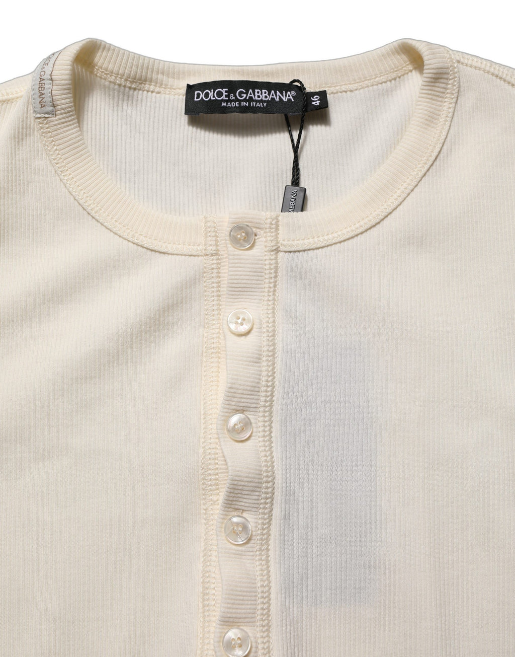 Dolce & Gabbana Weißer Henley-Pullover mit langen Ärmeln