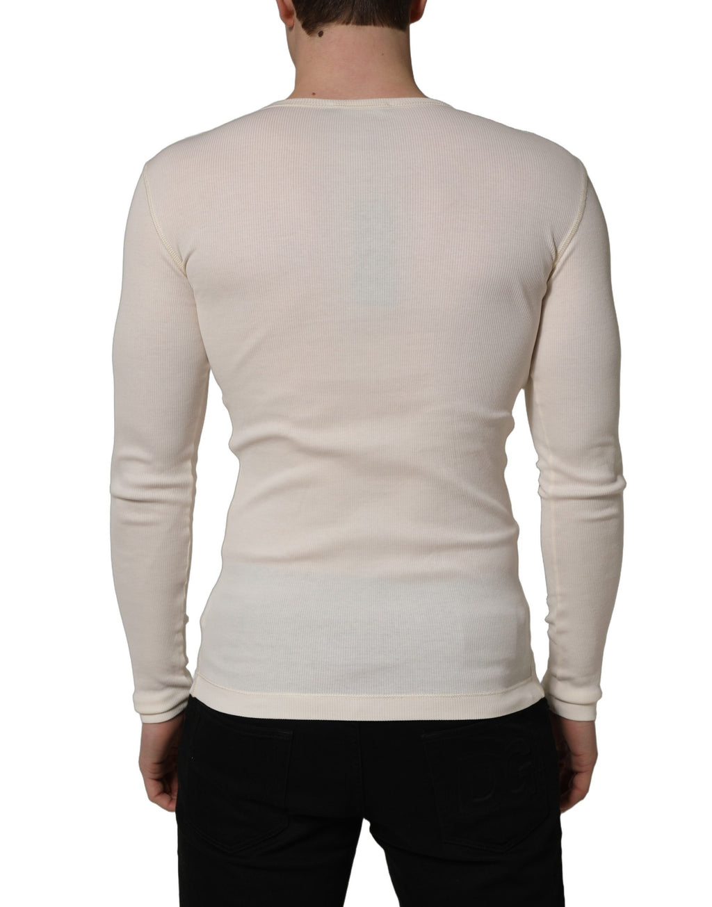 Dolce & Gabbana Weißer Henley-Pullover mit langen Ärmeln