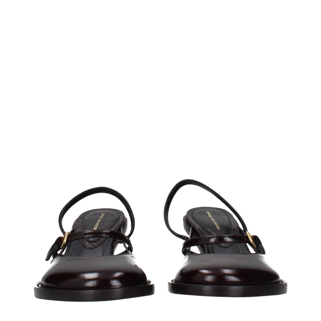 Dries Van Noten Braune Leder-Plateau-Sandalen