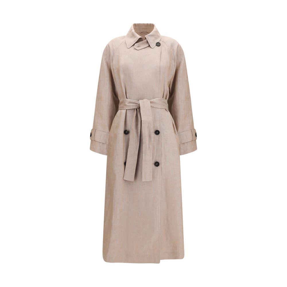 Brunello Cucinelli Mehrfarbiger Trenchcoat aus Leinen