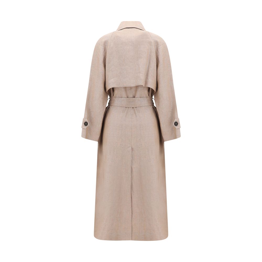 Brunello Cucinelli Mehrfarbiger Trenchcoat aus Leinen