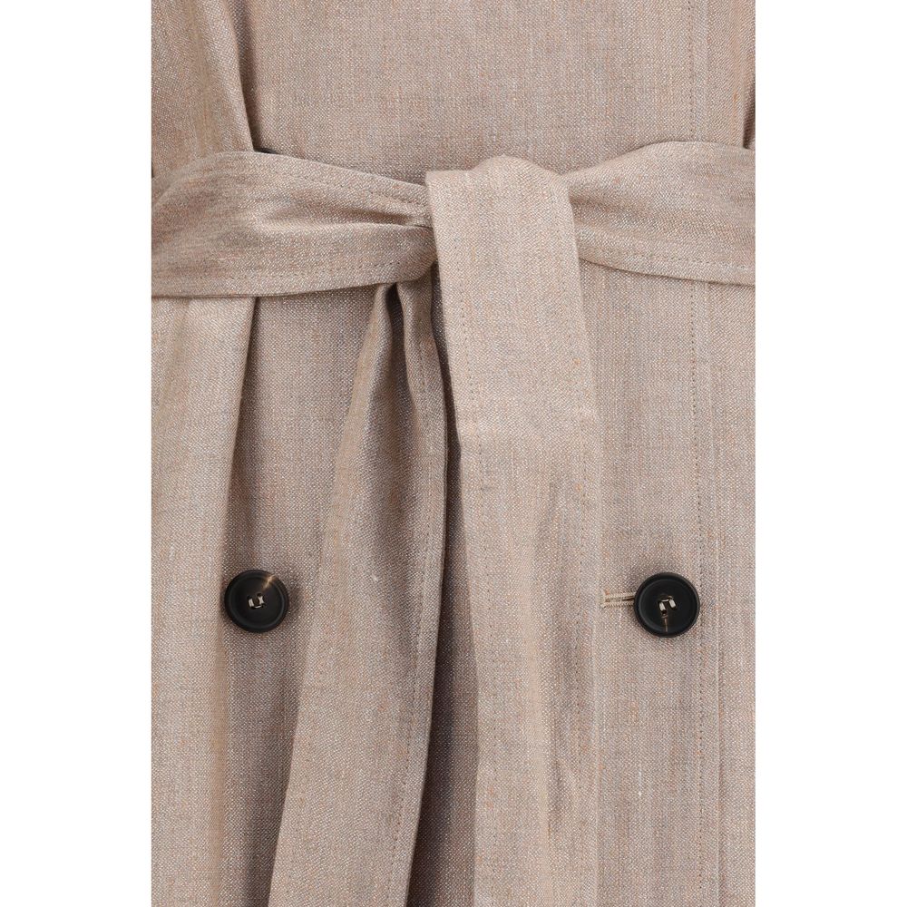 Brunello Cucinelli Mehrfarbiger Trenchcoat aus Leinen