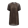 Brunello Cucinelli Braunes Seiden-Cocktailkleid