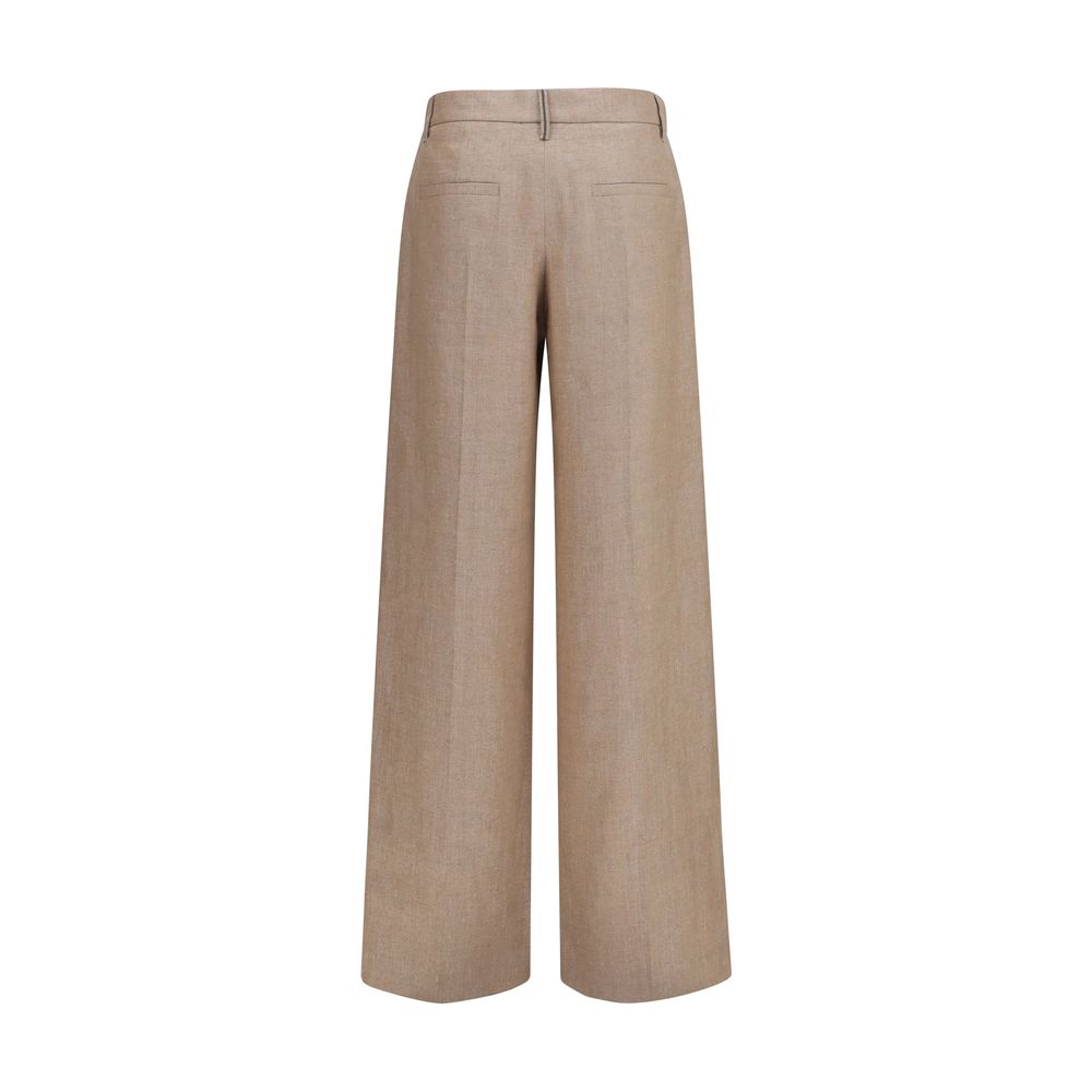 Brunello Cucinelli Beige Leinen Freizeithose