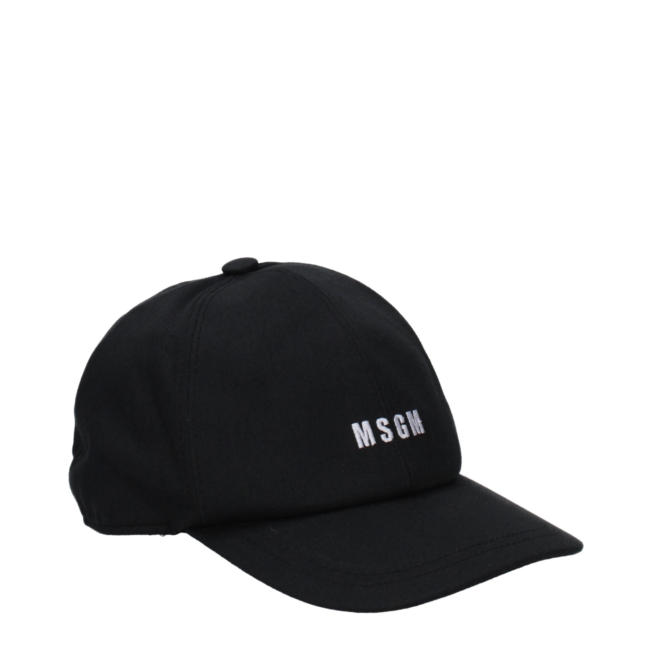 MSGM Schwarze Baumwollkappe (Baseball Cap)