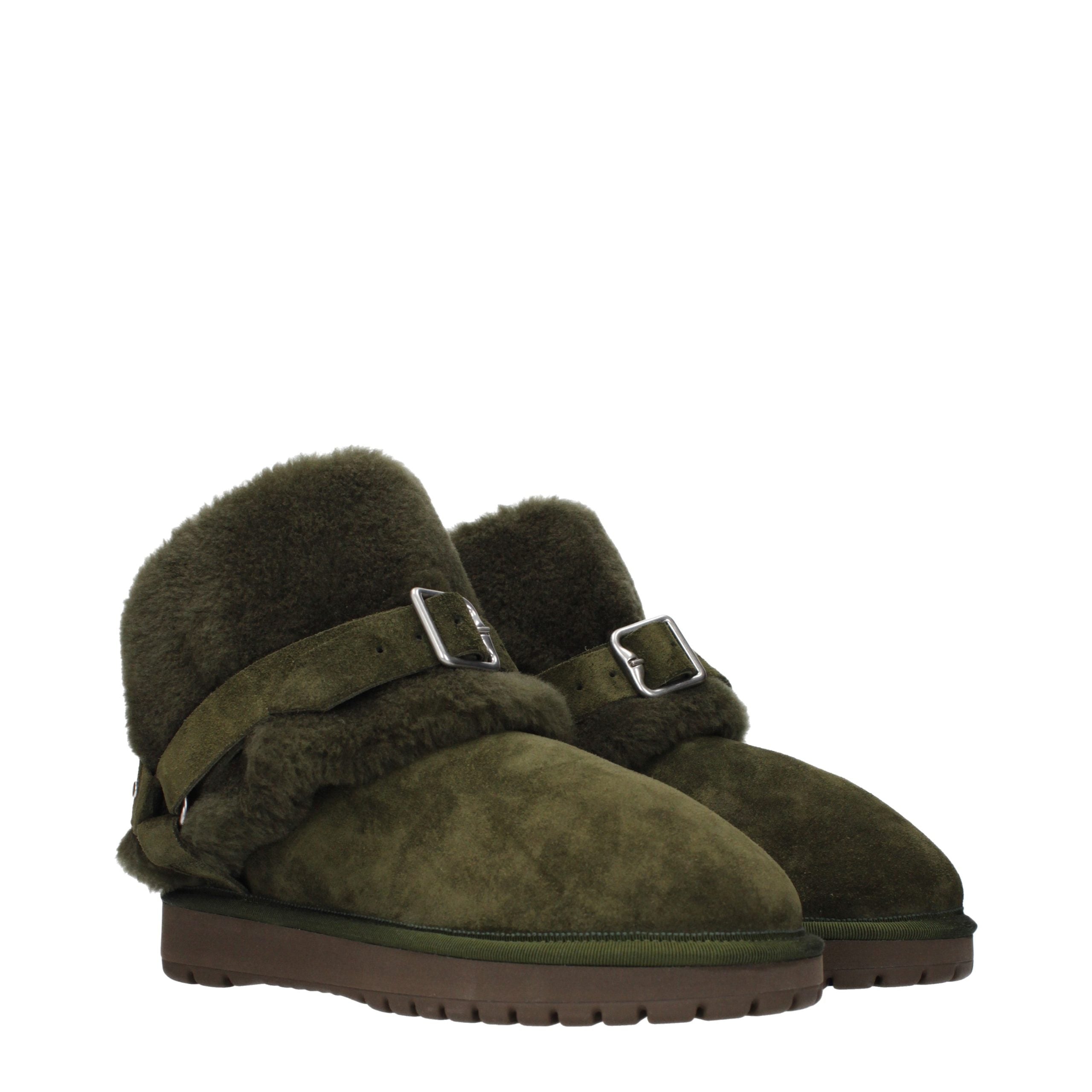 Burberry Grüne Leder-Ankle Boots
