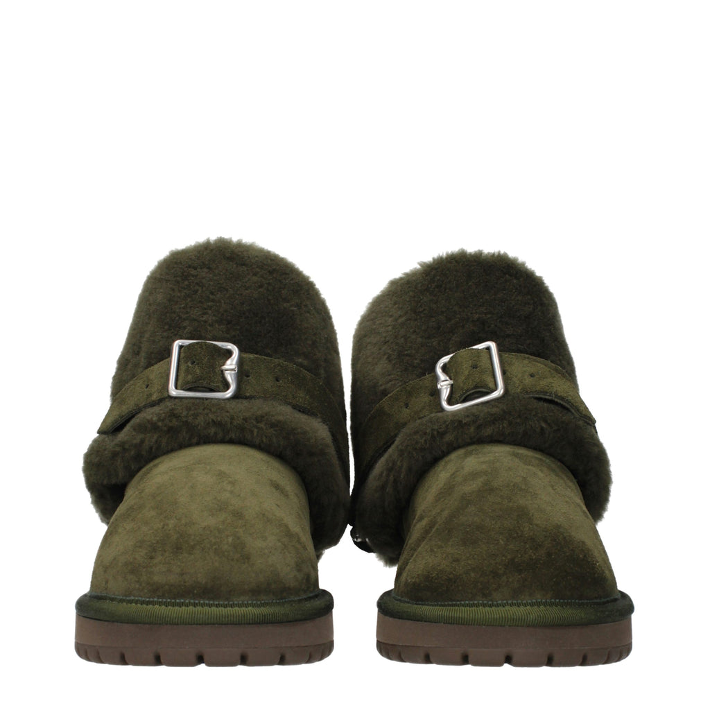 Burberry Grüne Leder-Ankle Boots