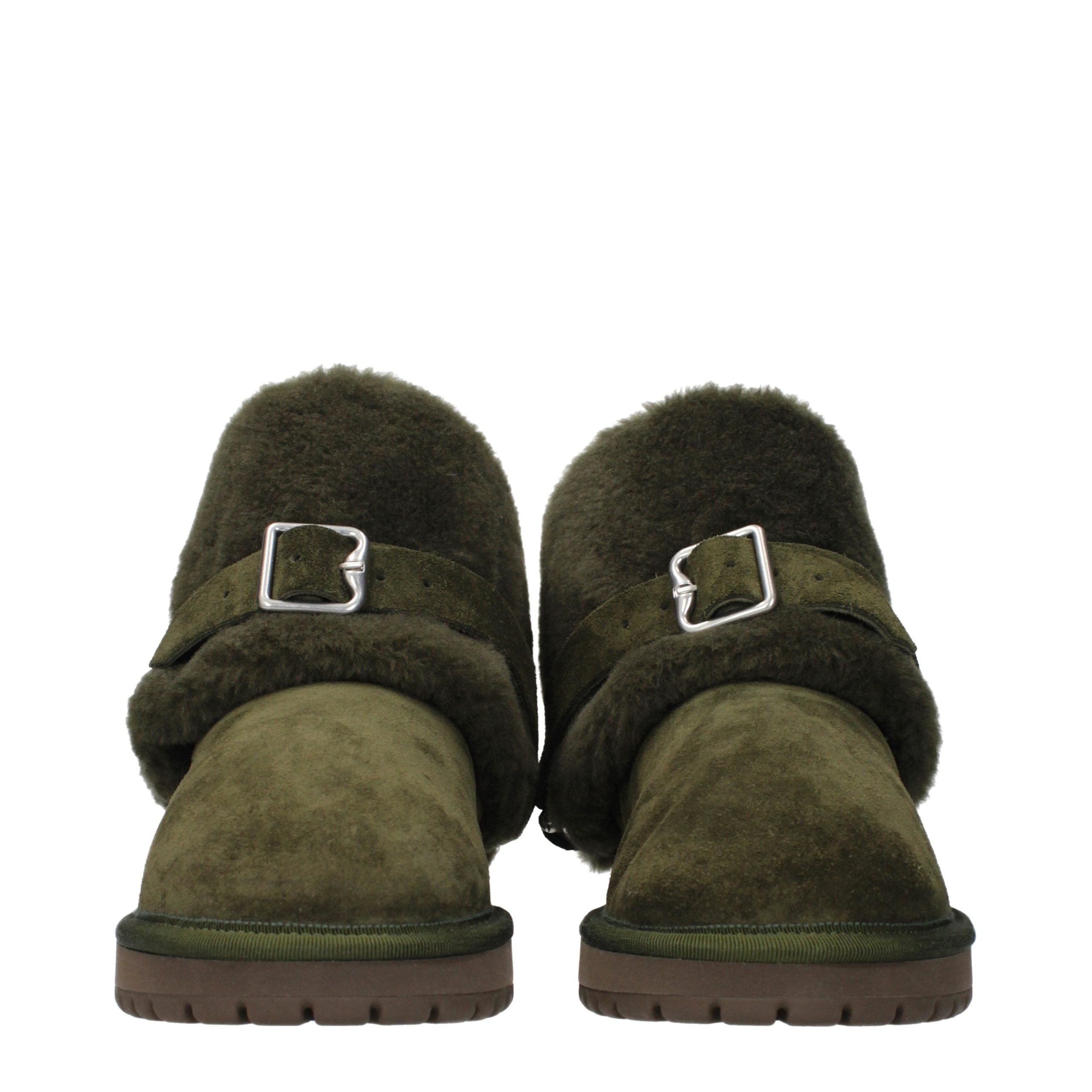 Burberry Grüne Leder-Ankle Boots