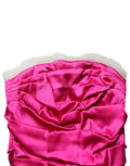 Dolce & Gabbana Trägerloses Ballkleid aus Satin in Knallpink mit Raffungen