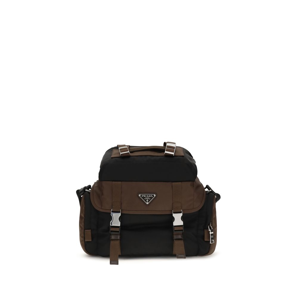 Prada Braune Schultertasche aus recyceltem Polyamid