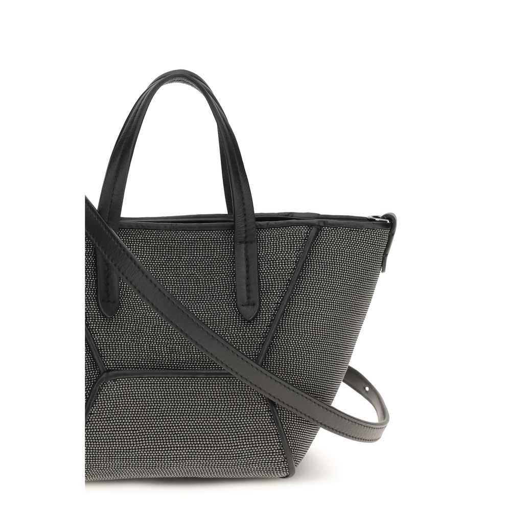 Brunello Cucinelli Schwarze Bos Taurus Kalbsleder Schultertasche