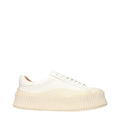 Jil Sander Weiße Leder Plateau-Sneaker