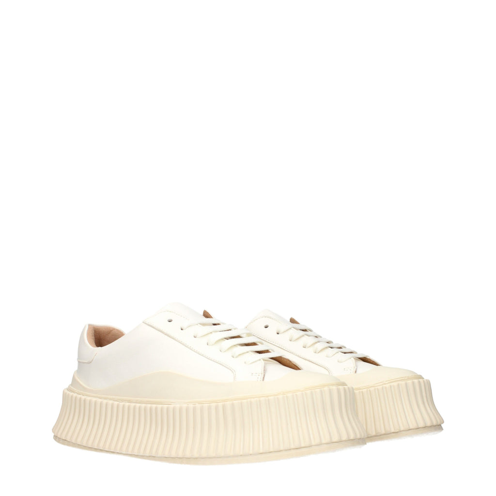 Jil Sander Weiße Leder Plateau-Sneaker