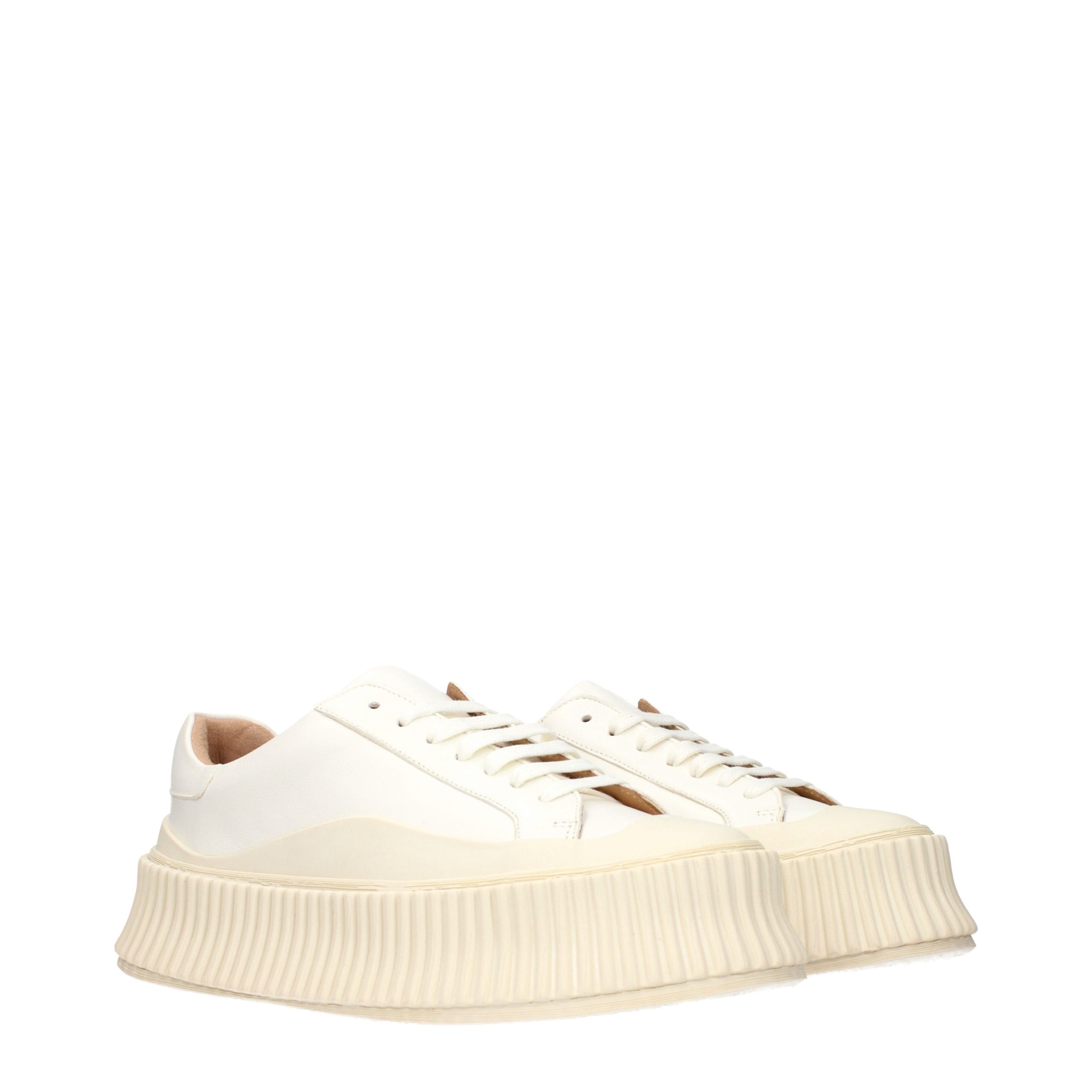 Jil Sander Weiße Leder Plateau-Sneaker