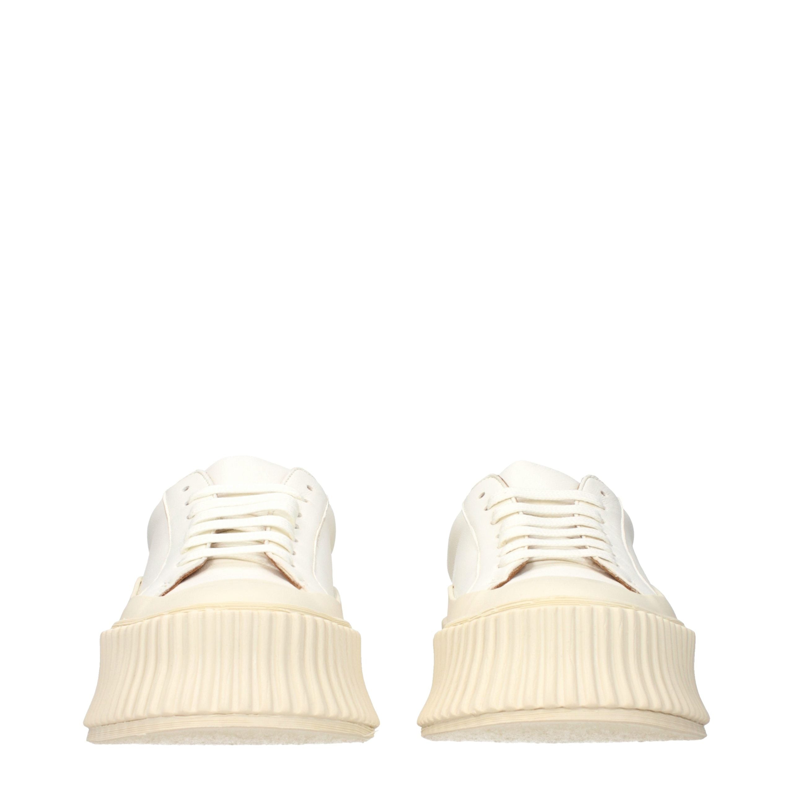 Jil Sander Weiße Leder Plateau-Sneaker