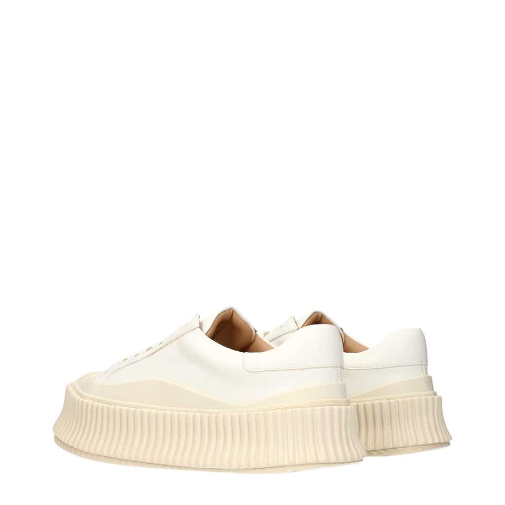 Jil Sander Weiße Leder Plateau-Sneaker