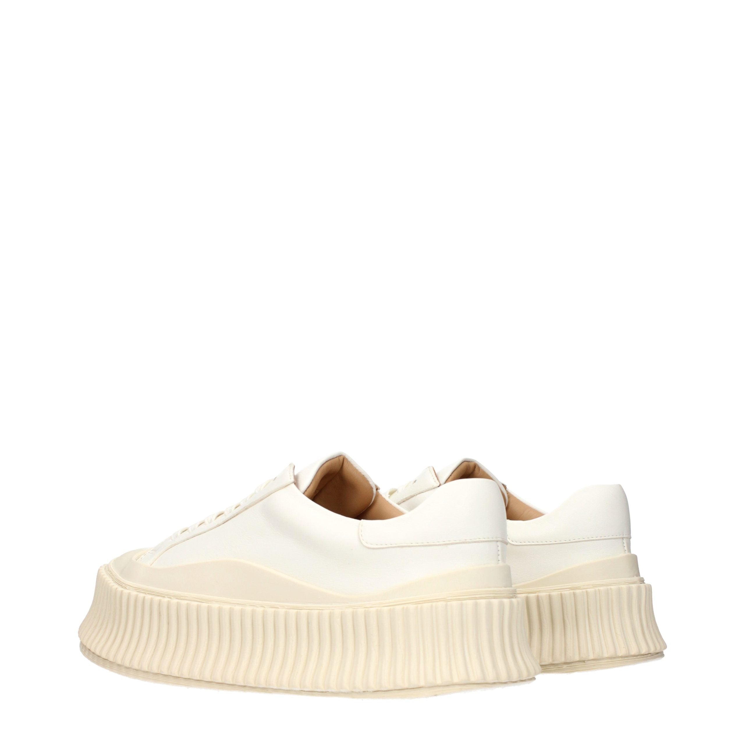 Jil Sander Weiße Leder Plateau-Sneaker