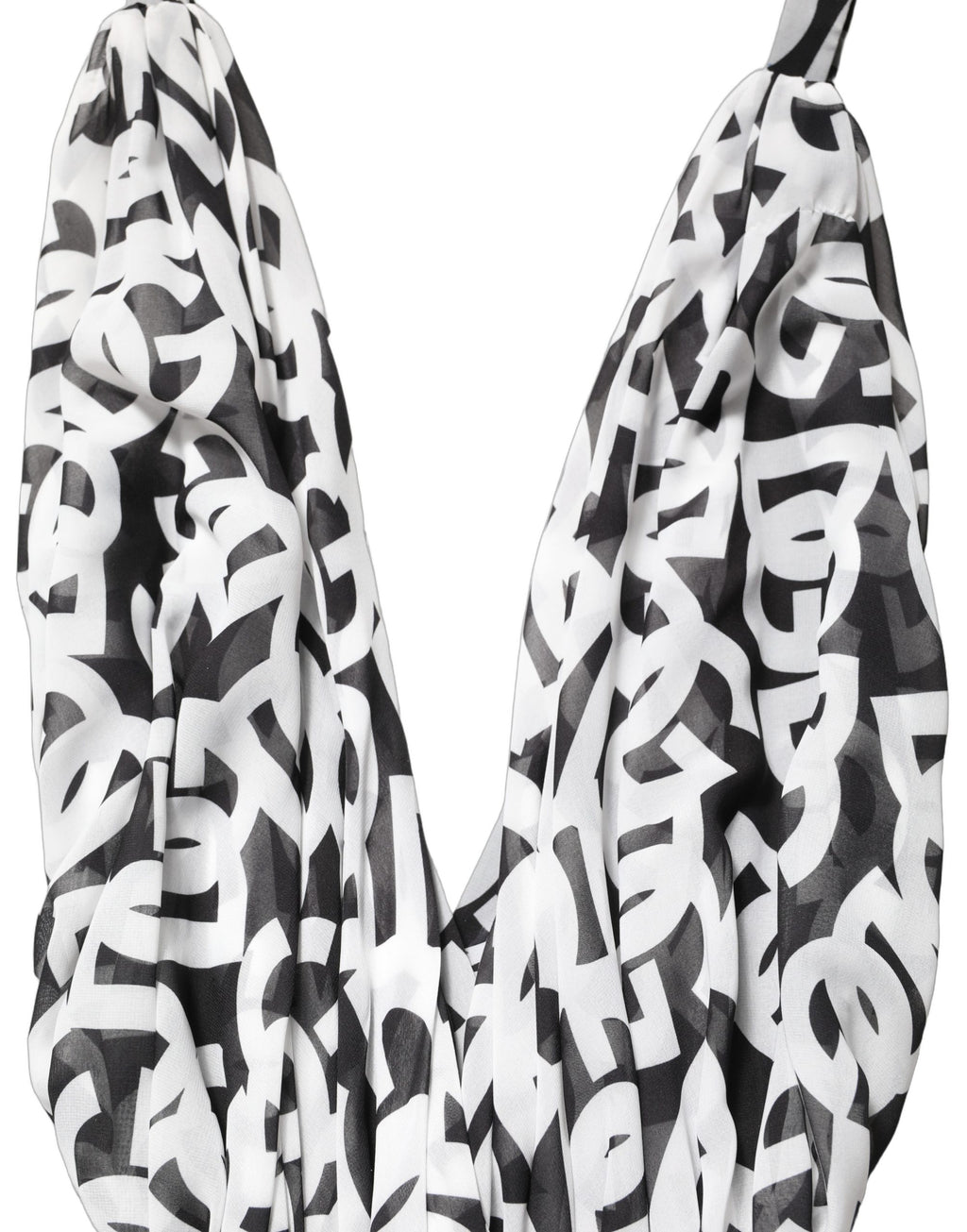 Dolce & Gabbana Ärmelloses bodenlanges Maxikleid mit schwarzem und weißem Logo