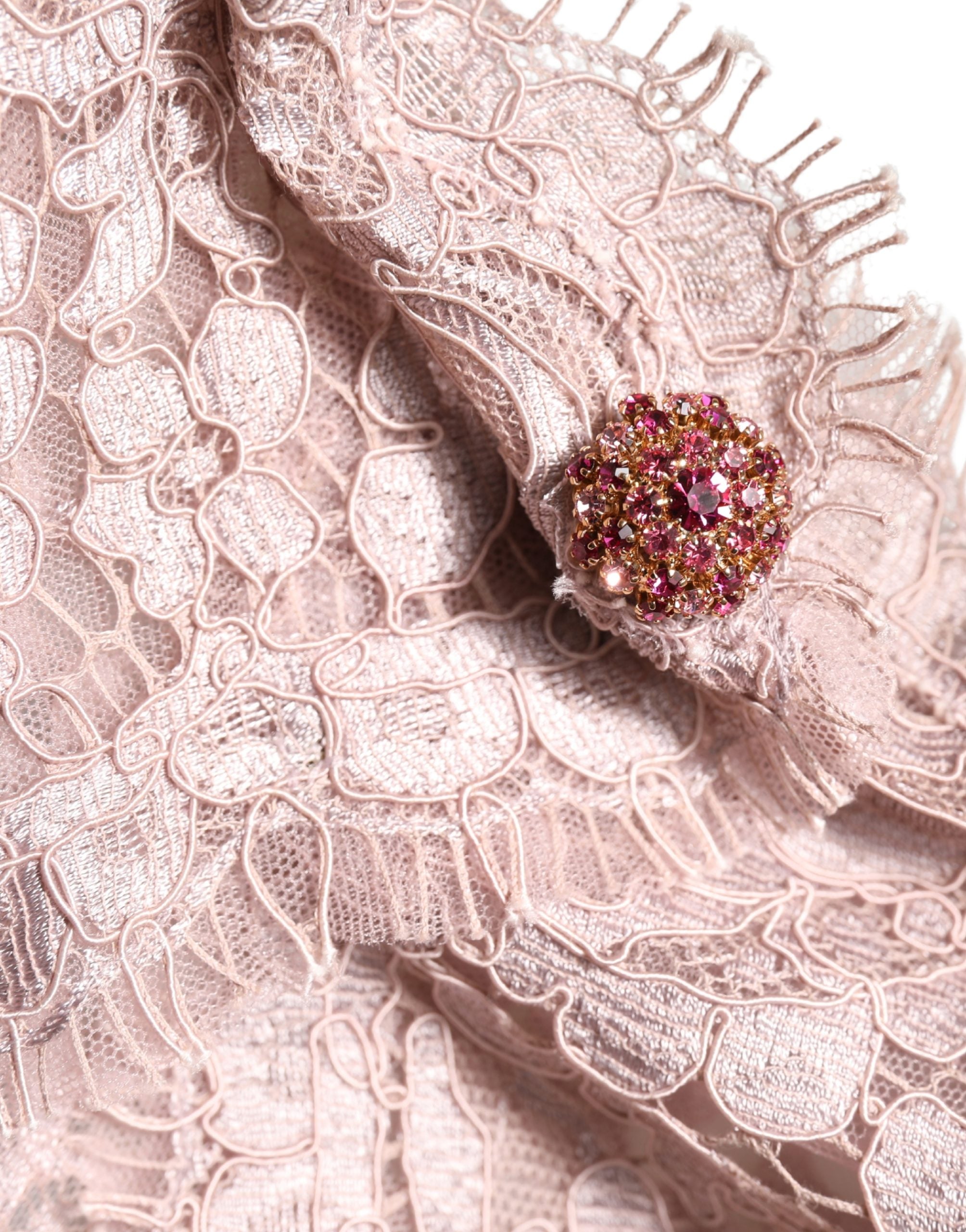 Dolce & Gabbana Abendkleid aus Spitze mit langen Ärmeln in Pink