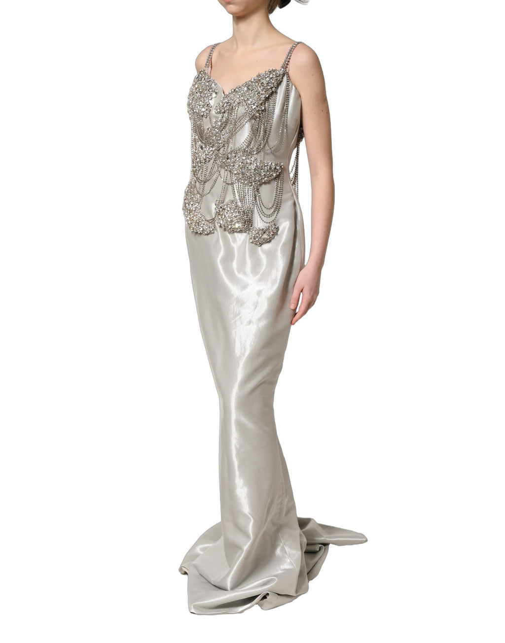 Dolce & Gabbana Abendkleid mit silbernen Kristallverzierungen