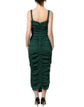 Dolce & Gabbana Grünes Bodycon-Midikleid mit Raffung und Herzausschnitt
