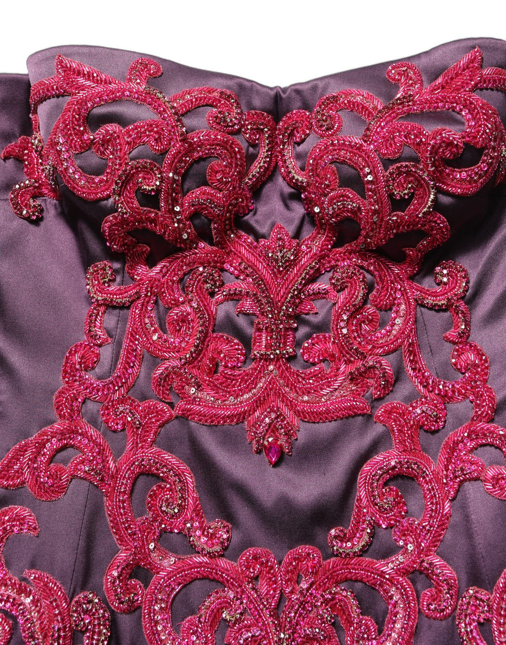Dolce & Gabbana Lila Seiden-Abendkleid mit Kristallen und Trägern, bodenlang