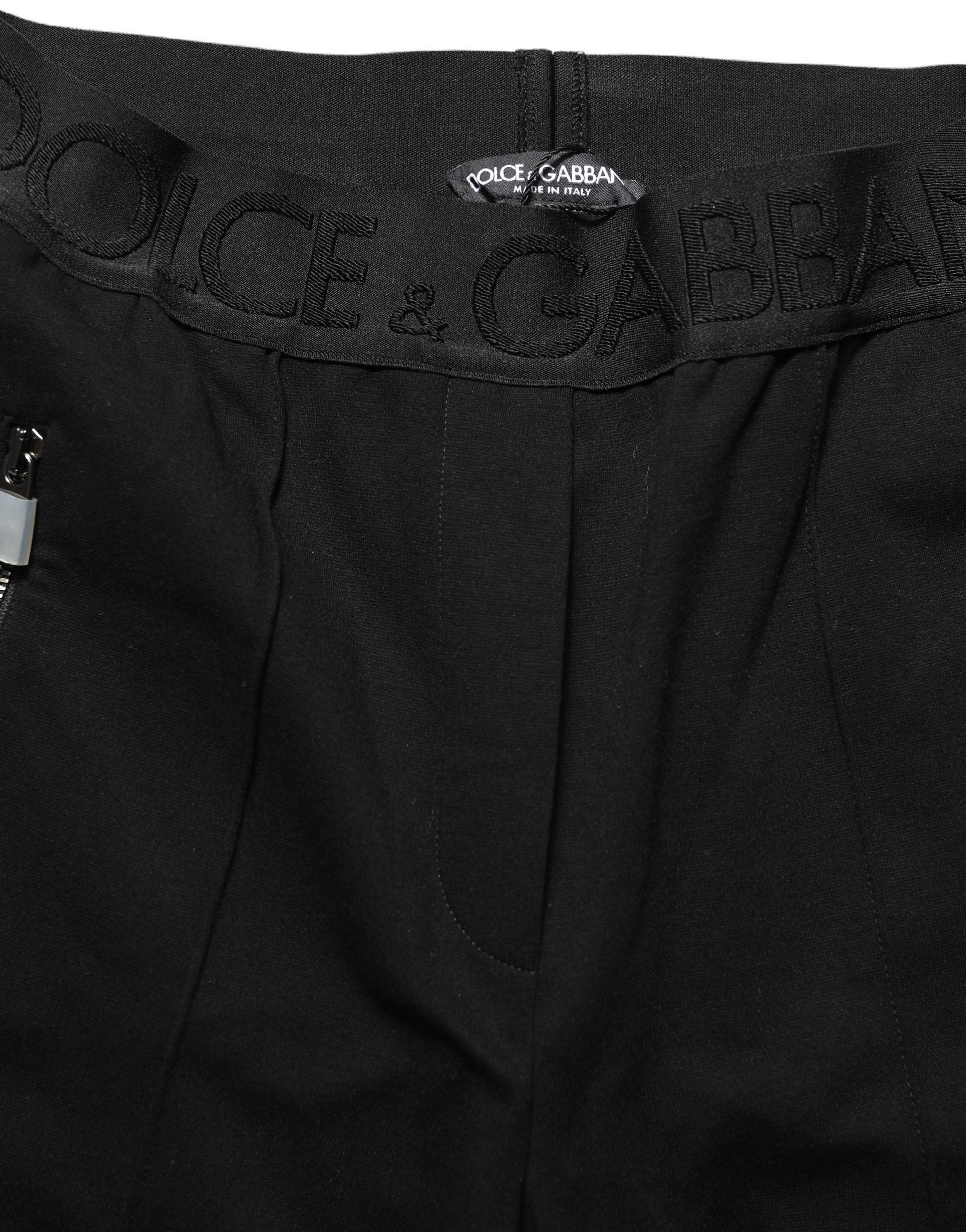 Dolce & Gabbana Schwarze Skinny-Hose aus Viskose mit mittlerer Taille