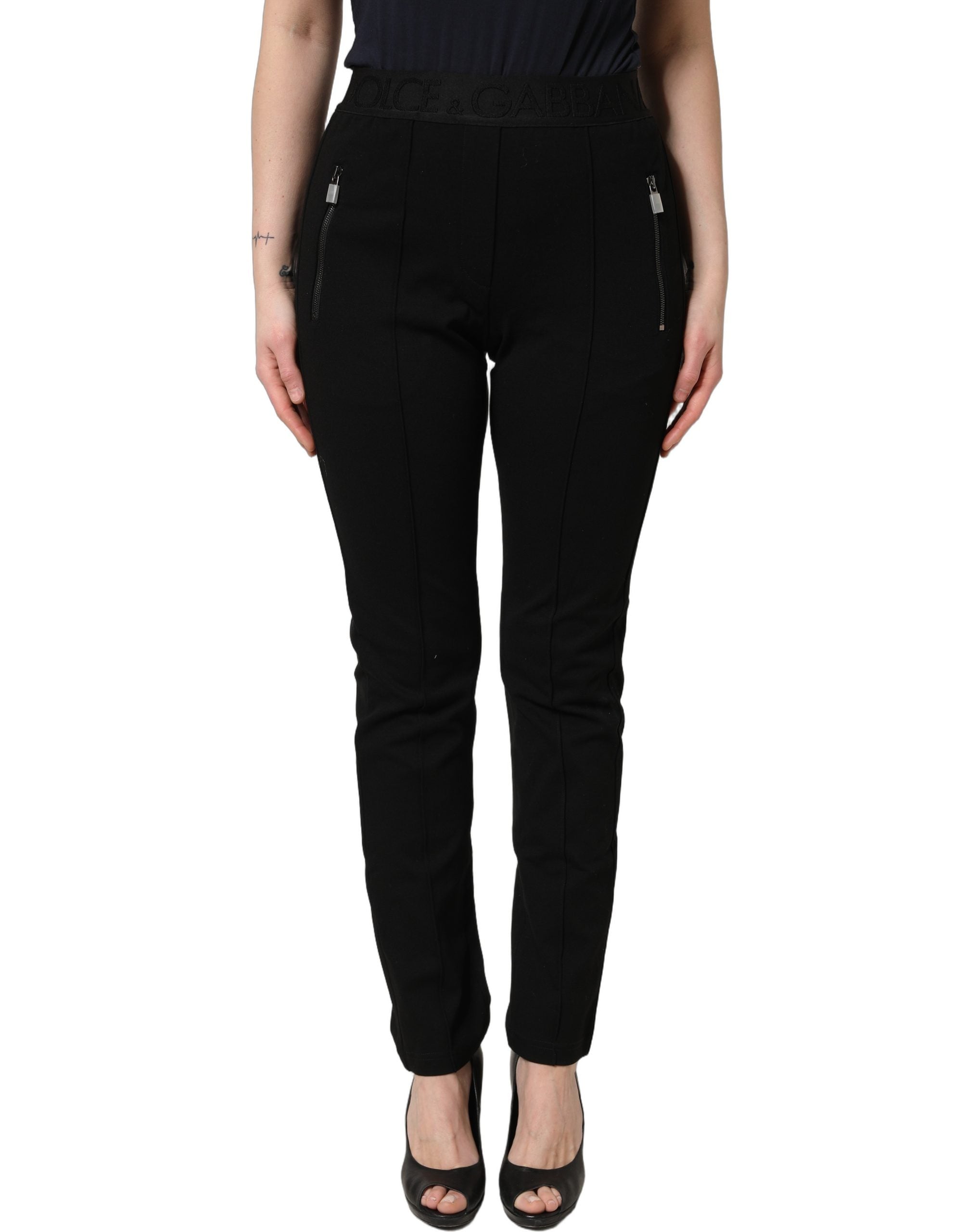 Dolce & Gabbana Schwarze Skinny-Hose aus Viskose mit mittlerer Taille