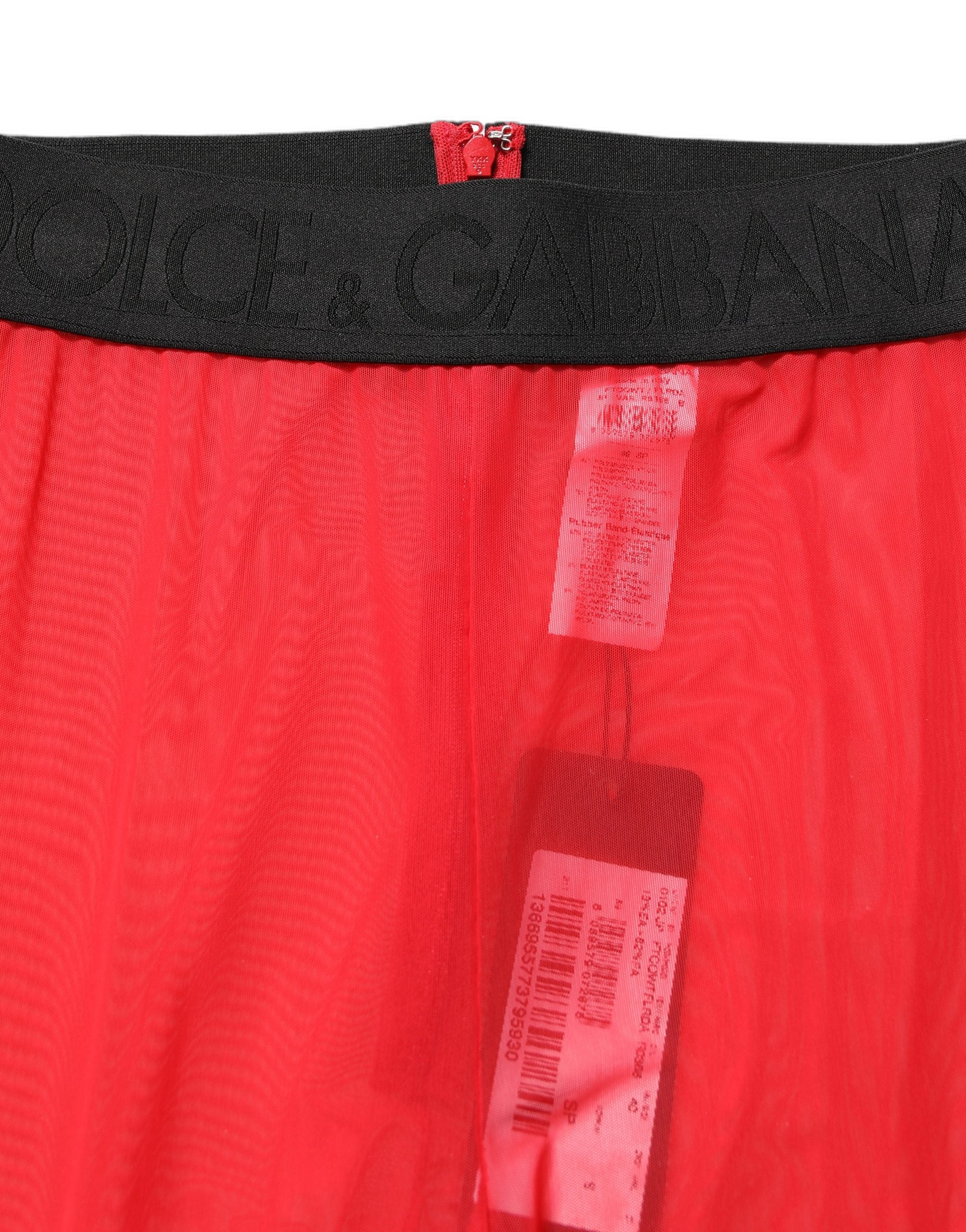 Dolce & Gabbana Red Nylon Stretch Slim Legging Trouser Pants