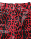 Dolce & Gabbana Rote Skinny High Waist Jeans im Leoparden-Look