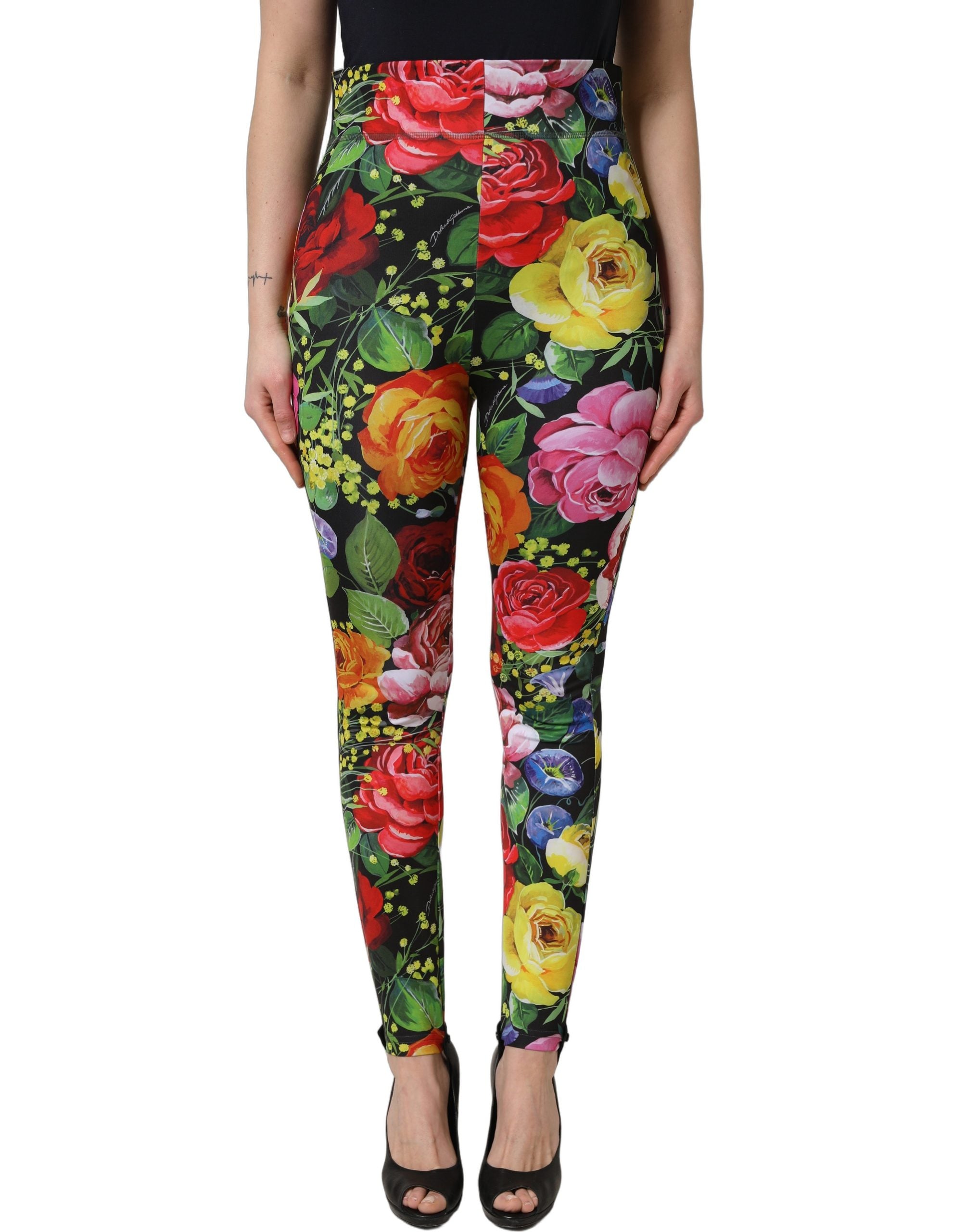 Dolce & Gabbana Leggings aus Stretch-Jersey mit mehrfarbigem Blumenmuster