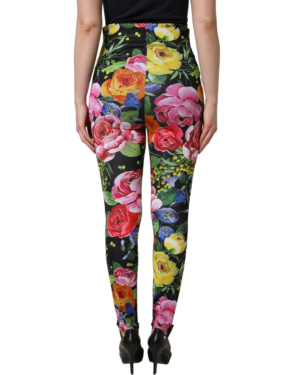 Dolce & Gabbana Leggings aus Stretch-Jersey mit mehrfarbigem Blumenmuster