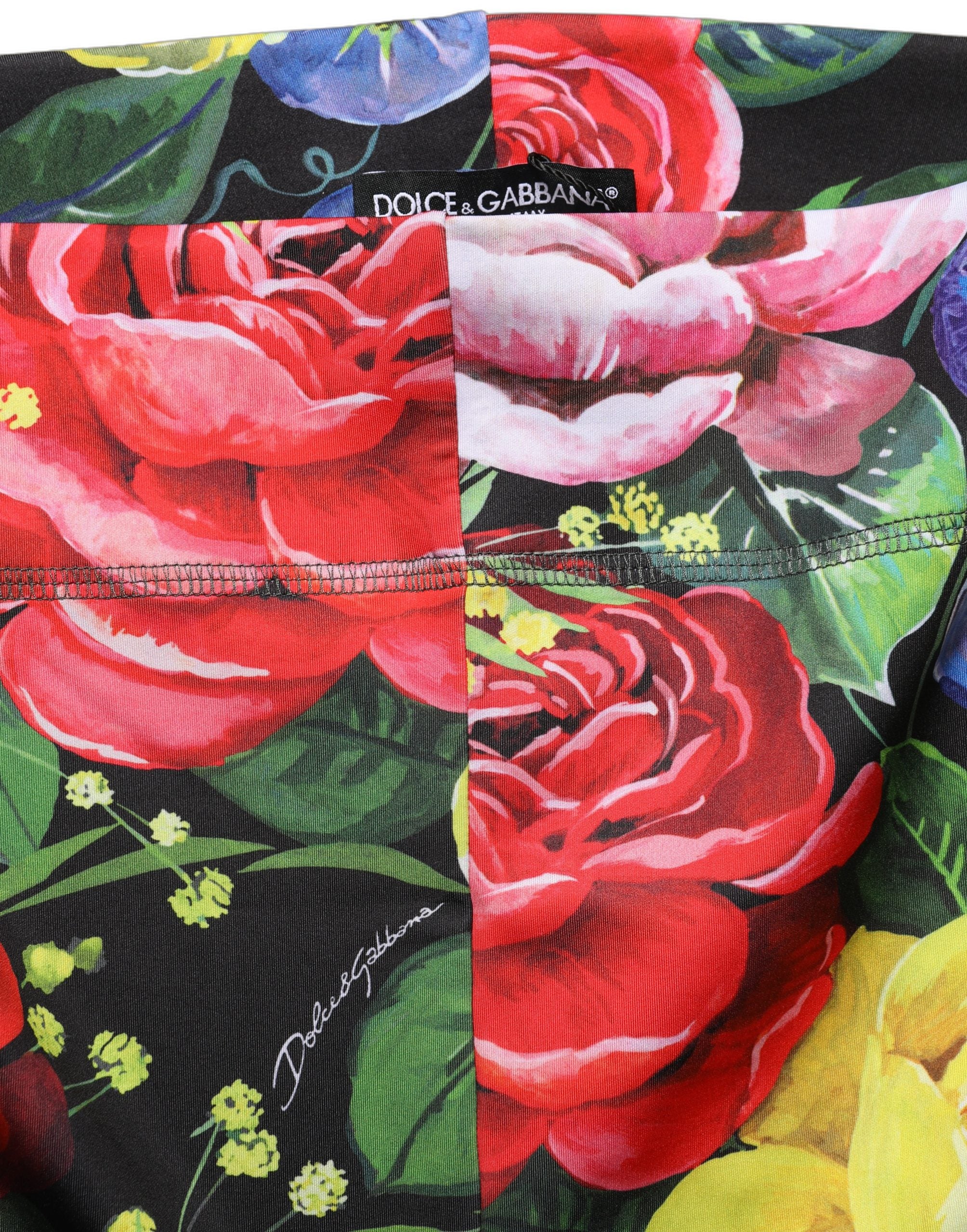 Dolce & Gabbana Leggings aus Stretch-Jersey mit mehrfarbigem Blumenmuster