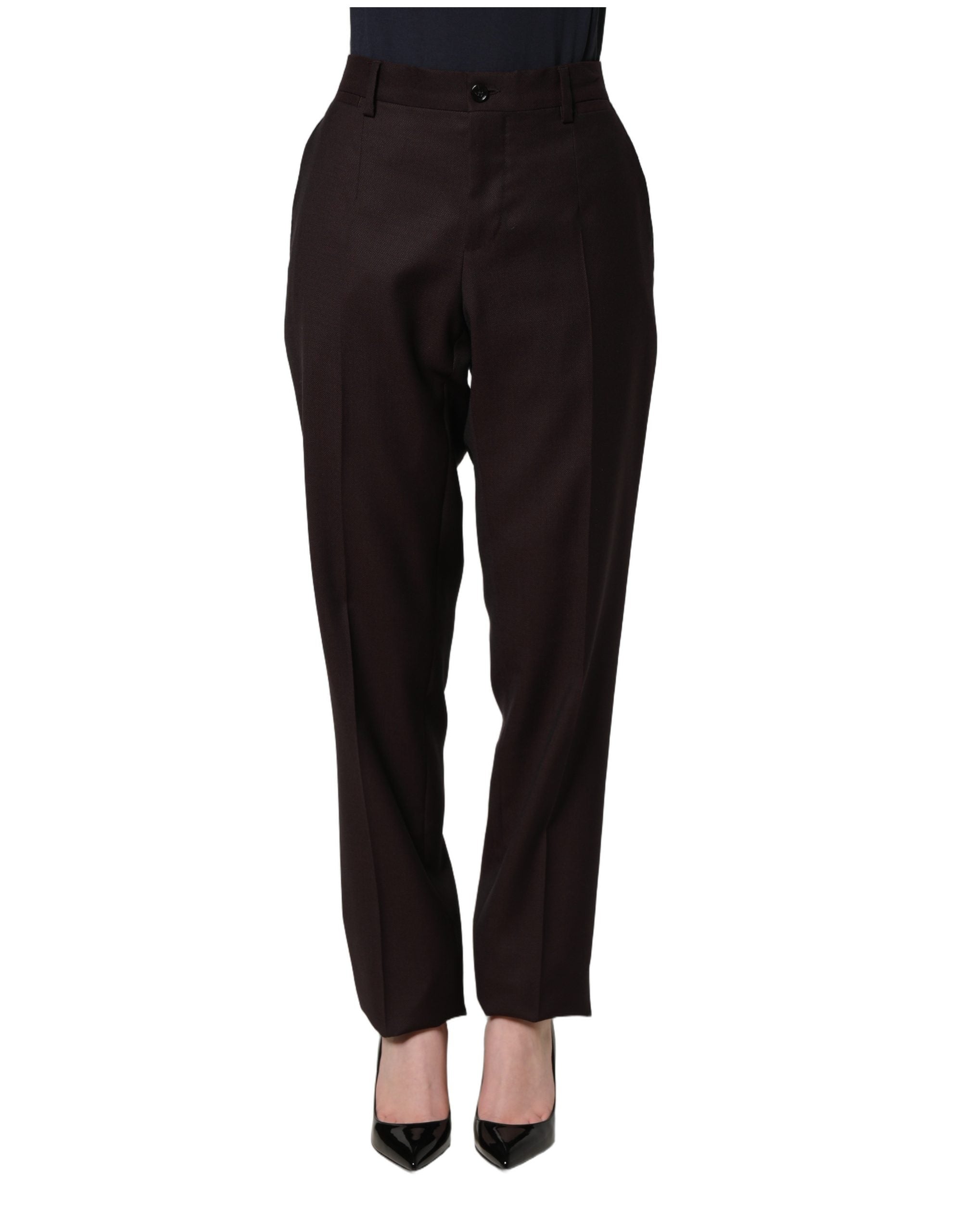 Dolce & Gabbana Braune Seidenhose mit geradem Bein