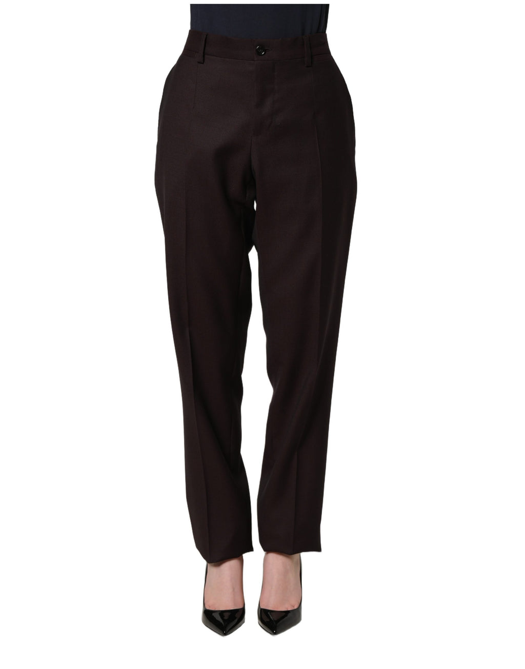 Dolce & Gabbana Braune Seidenhose mit geradem Bein