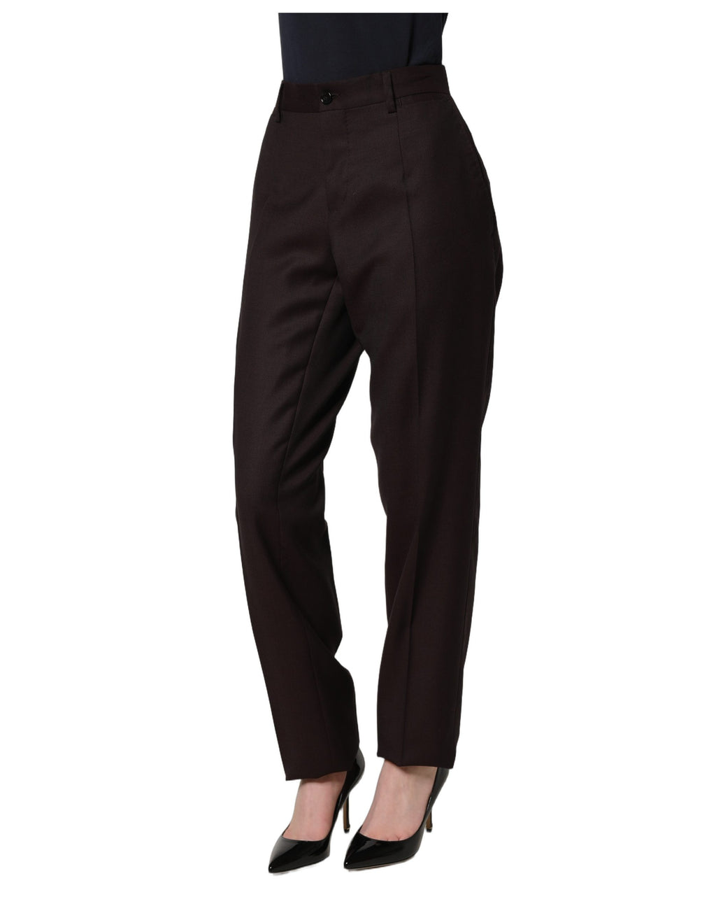 Dolce & Gabbana Braune Seidenhose mit geradem Bein