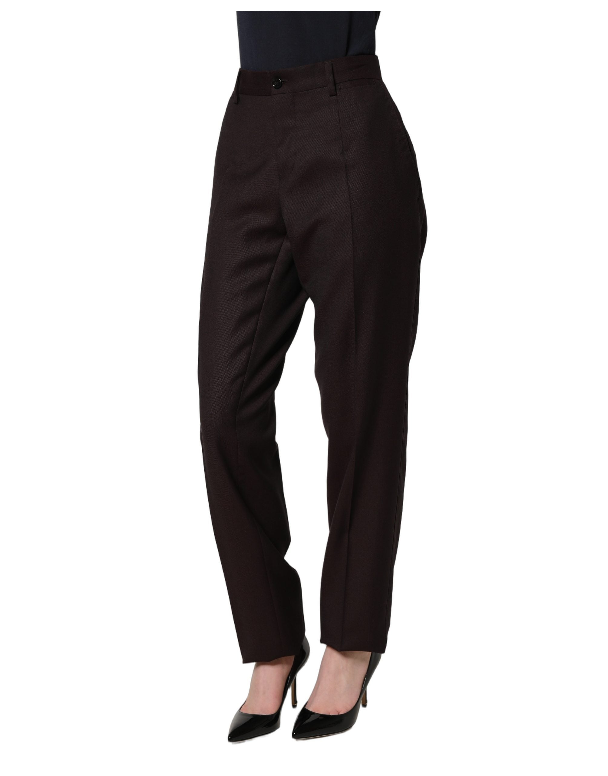 Dolce & Gabbana Braune Seidenhose mit geradem Bein