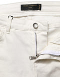 Dolce & Gabbana Weiße Skinny-Jeans aus Baumwoll-Denim mit Destroyed-Effekt