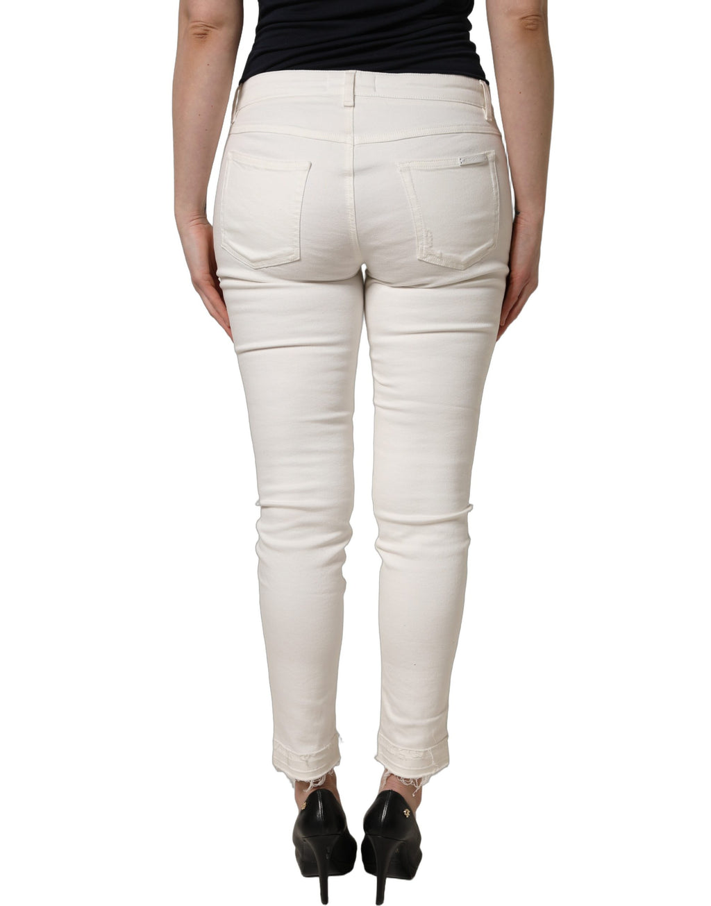 Dolce & Gabbana Weiße Skinny-Jeans aus Baumwoll-Denim mit Destroyed-Effekt