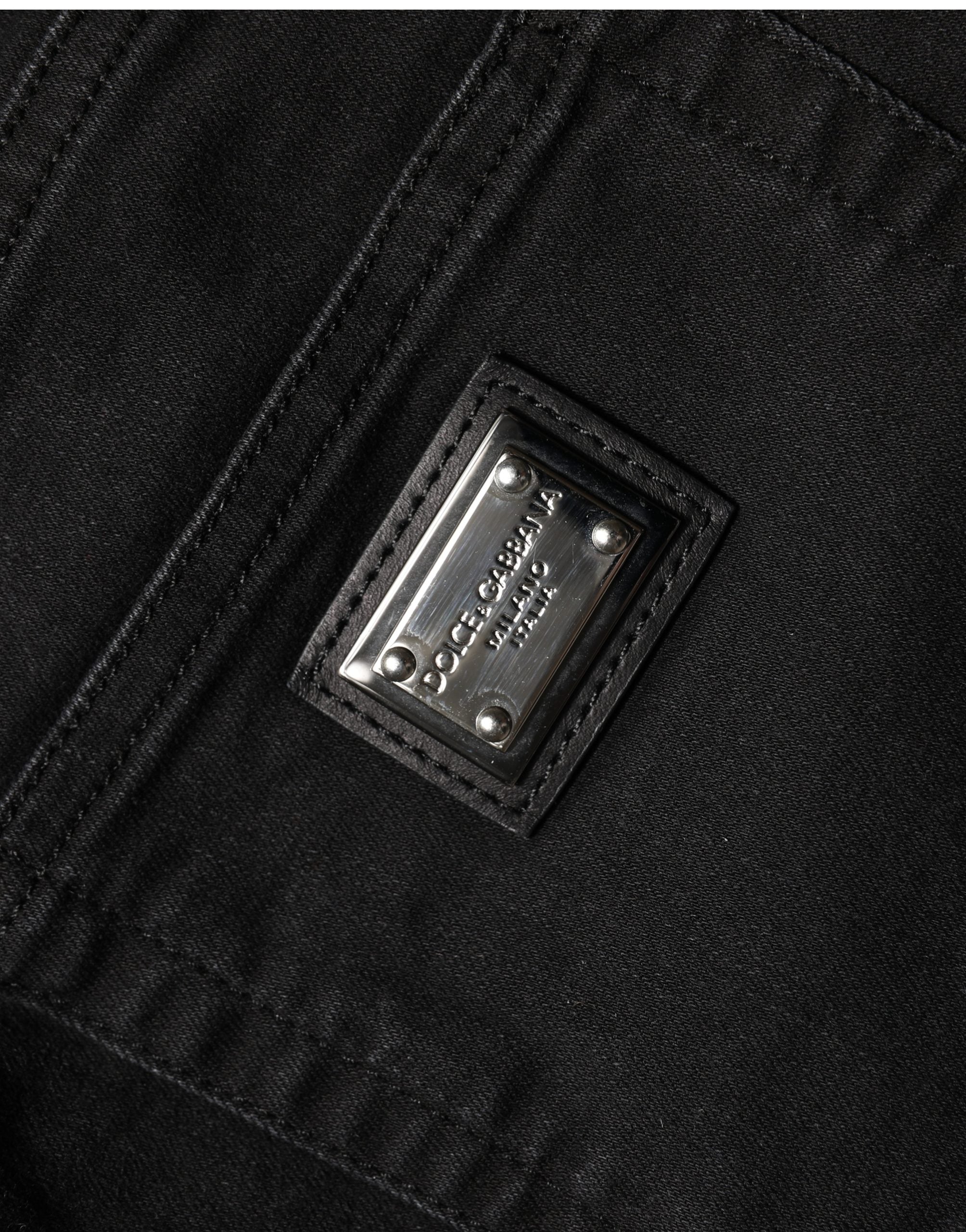 Dolce & Gabbana Schwarze Skinny Jeans aus Baumwolle mit hoher Taille