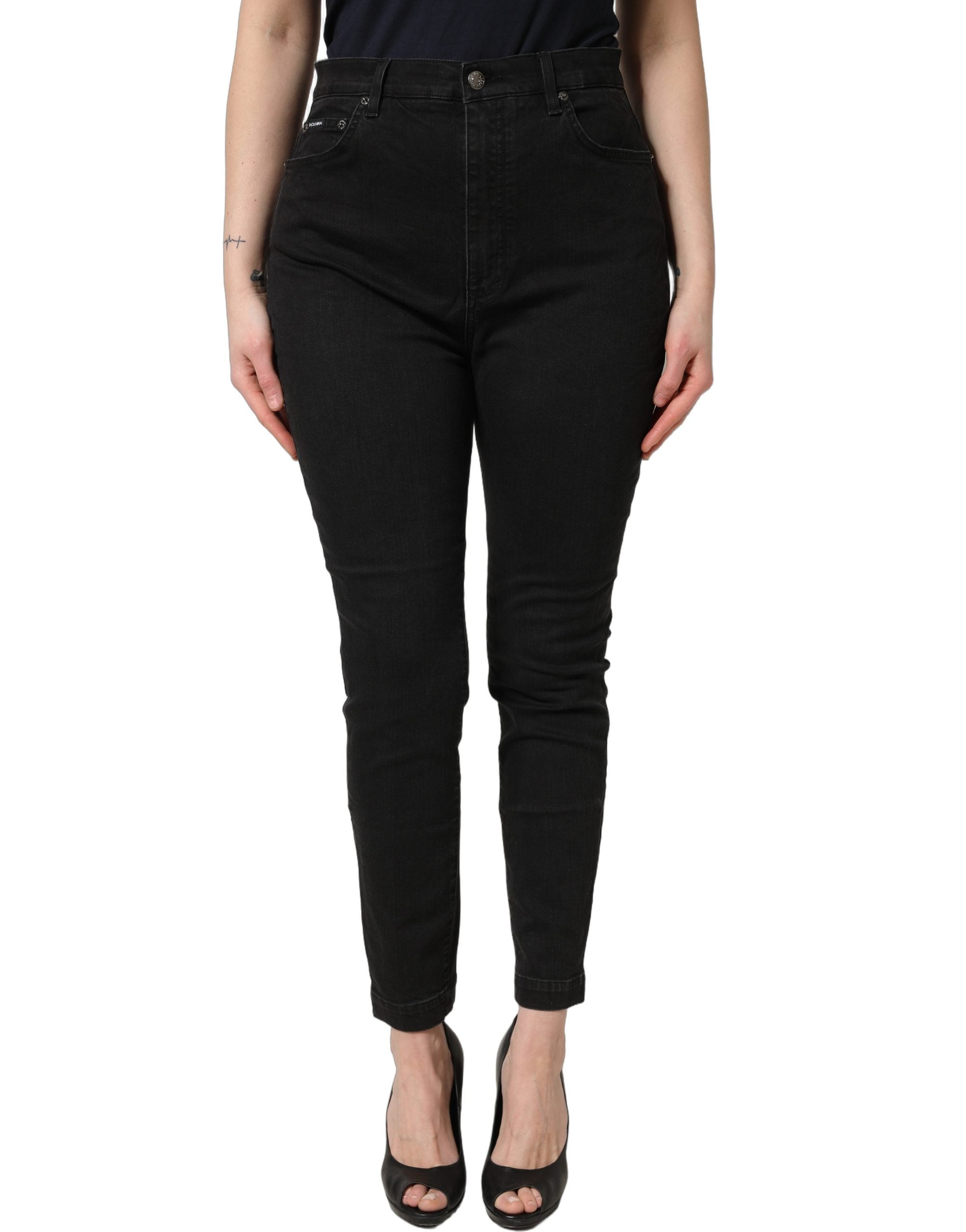 Dolce & Gabbana Schwarze Skinny Jeans aus Baumwolle mit hoher Taille