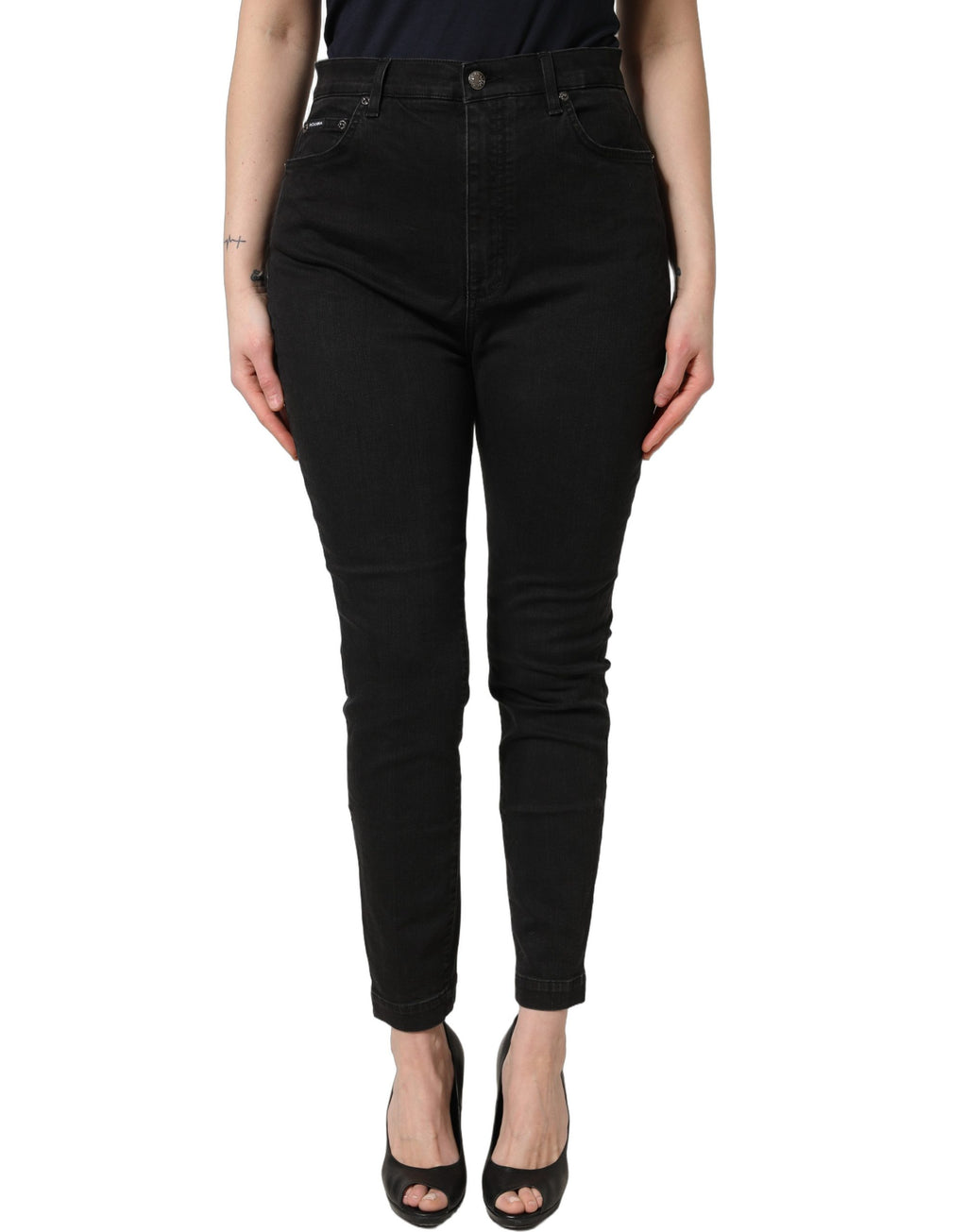 Dolce & Gabbana Schwarze Skinny Jeans aus Baumwolle mit hoher Taille