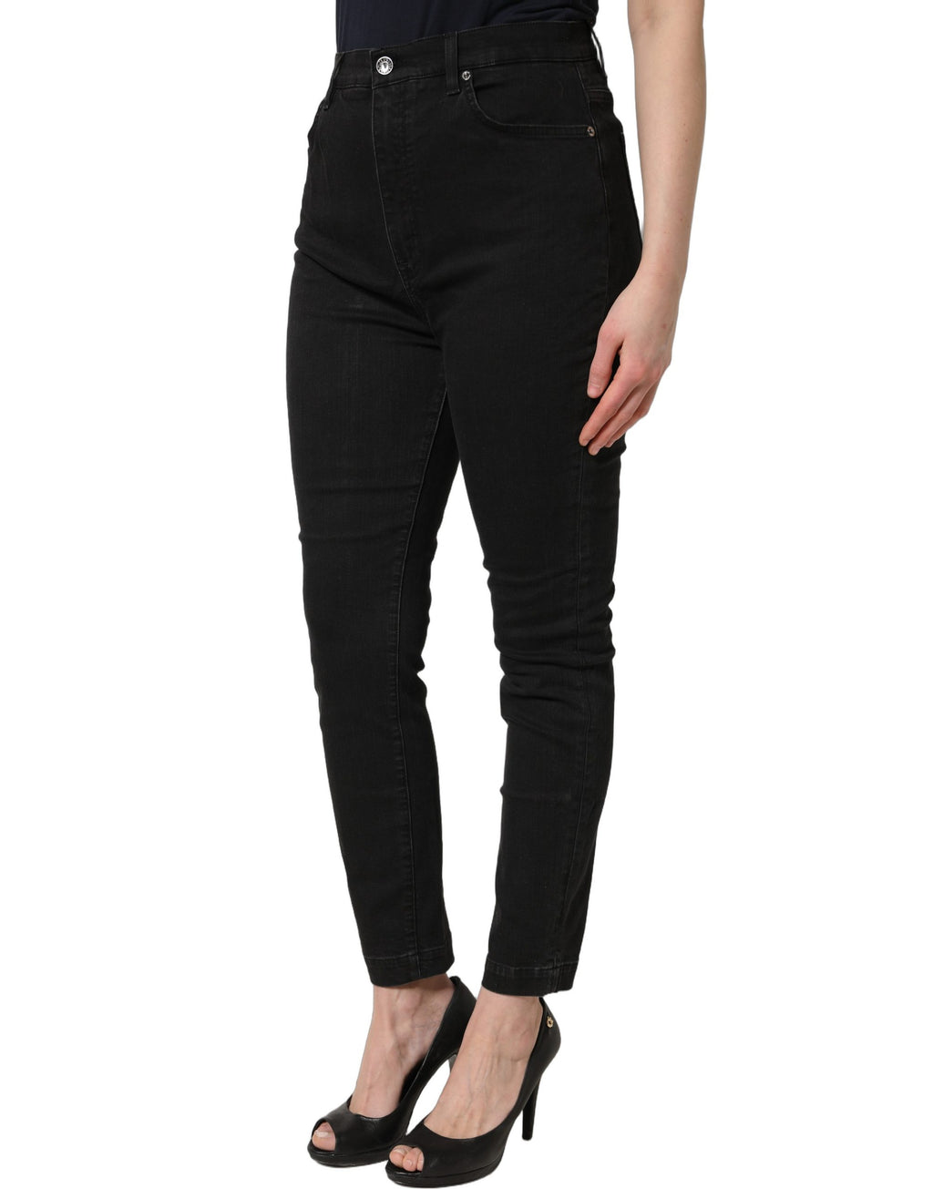 Dolce & Gabbana Schwarze Skinny Jeans aus Baumwolle mit hoher Taille