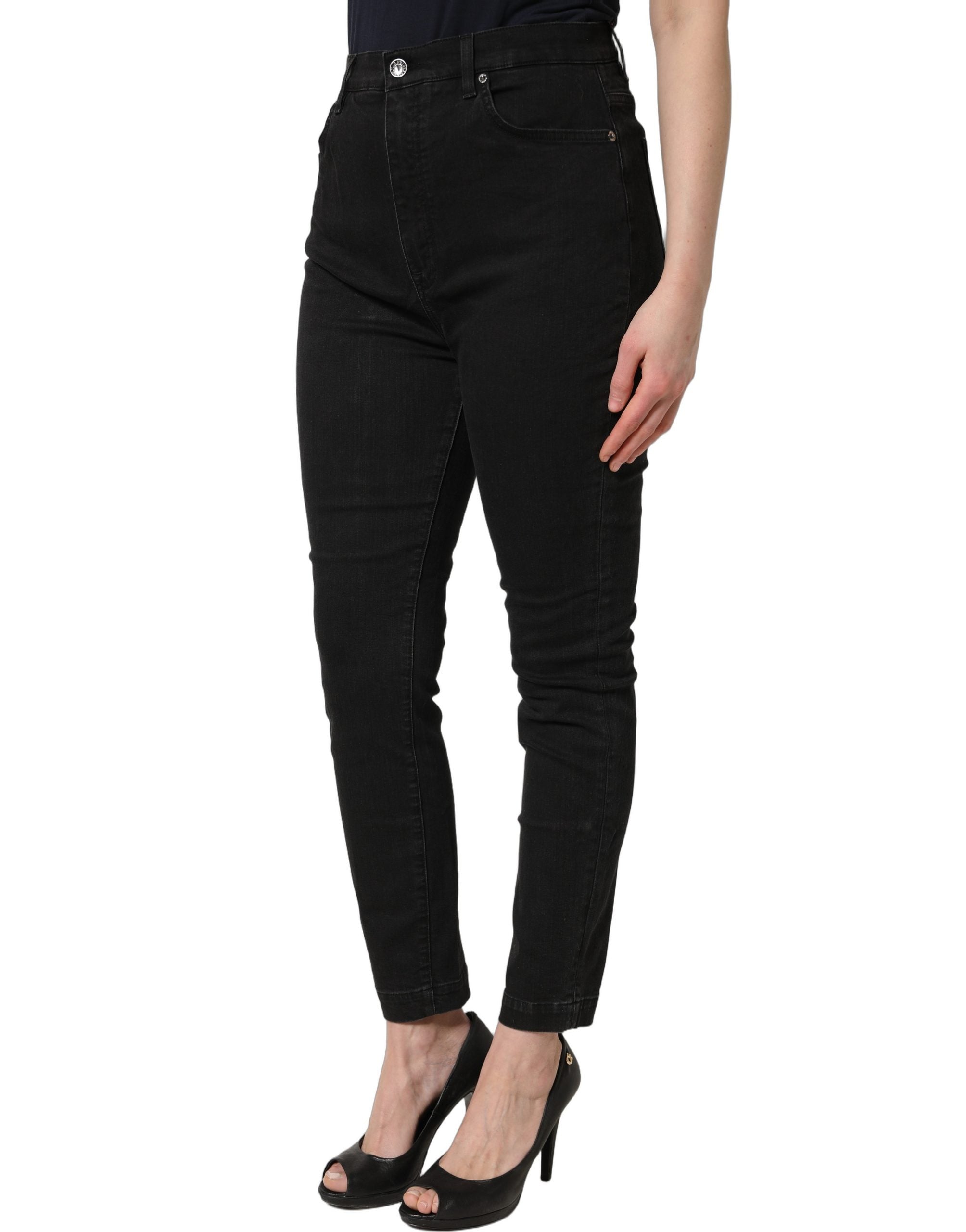 Dolce & Gabbana Schwarze Skinny Jeans aus Baumwolle mit hoher Taille