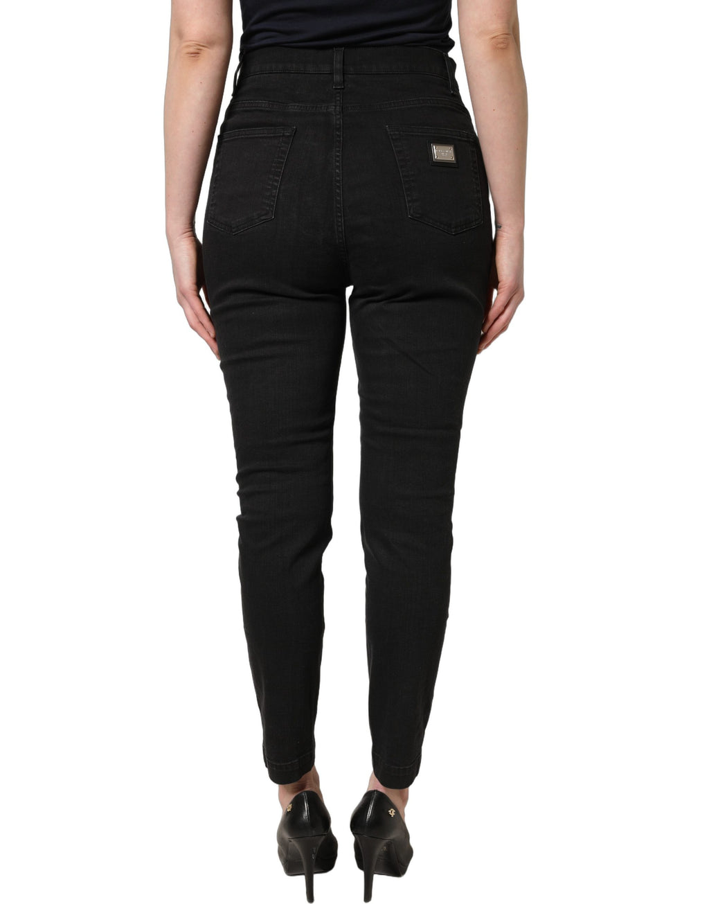 Dolce & Gabbana Schwarze Skinny Jeans aus Baumwolle mit hoher Taille