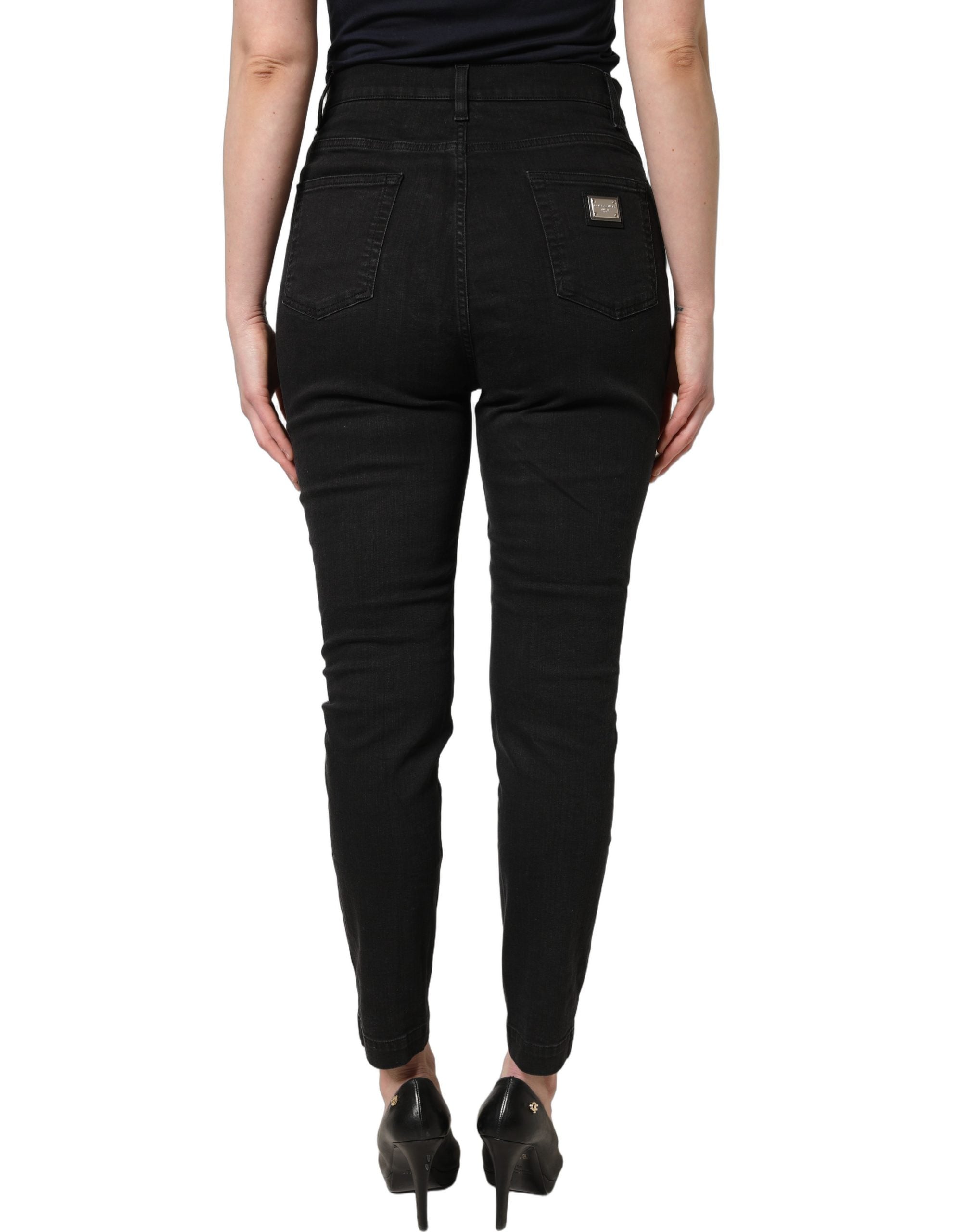 Dolce & Gabbana Schwarze Skinny Jeans aus Baumwolle mit hoher Taille