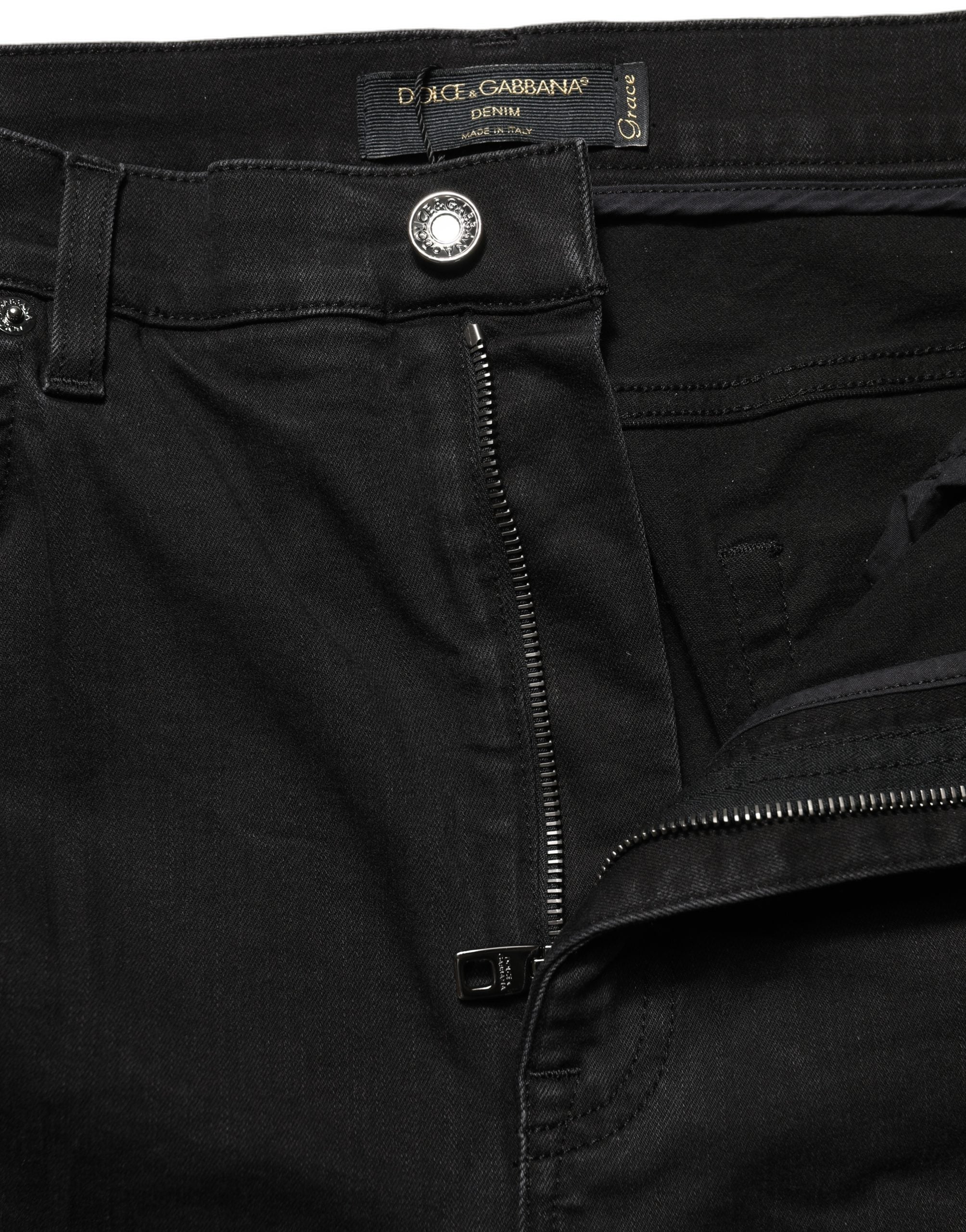 Dolce & Gabbana Schwarze Skinny Jeans aus Baumwolle mit hoher Taille