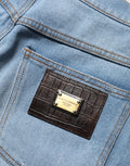 Dolce & Gabbana Blaue distressed Jeans aus Baumwoll-Denim mit Faltenlegung