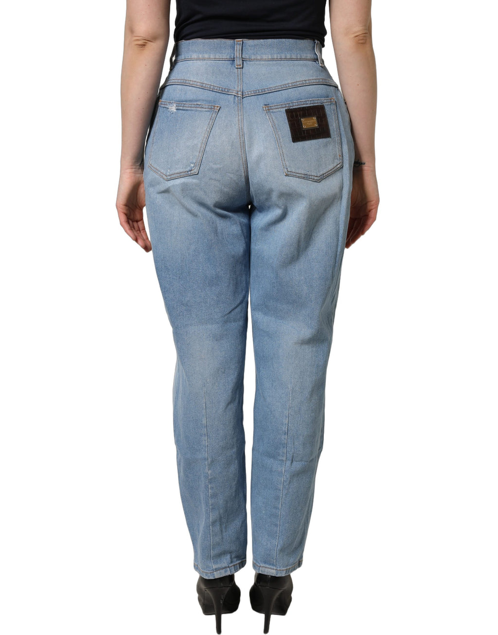 Dolce & Gabbana Blaue distressed Jeans aus Baumwoll-Denim mit Faltenlegung