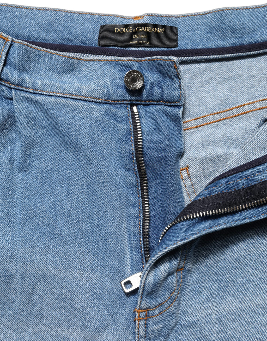 Dolce & Gabbana Blaue distressed Jeans aus Baumwoll-Denim mit Faltenlegung